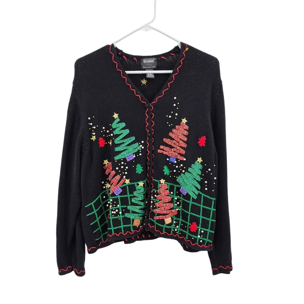 Studio Joy Women's Vintage Christmas Tree Holiday Sweater - L